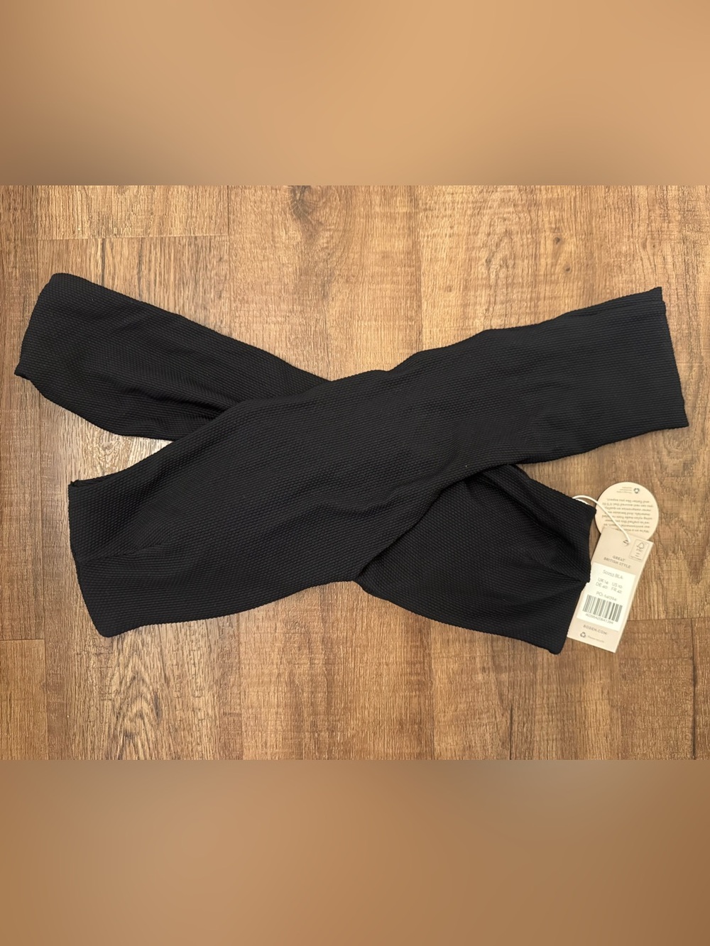 Boden Black Textured Twist Off the Shoulder Bikini Top NWT